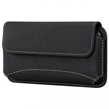 Funda Cinturón Horizontal de Piel y Nylon para Oppo K9 5G (2021) - Negra con Nuevo Diseño