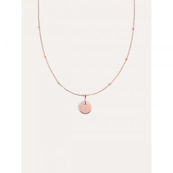 Collar Mini Medallion de plata bañado en oro rosa con inicial T
