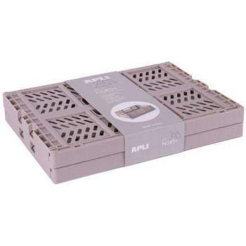 Pack de 2 Cajas de Plástico Plegables y Apilables Up North - Dimensiones 290x210x120mm - Adecuadas para Herramientas, Juguetes, Ropa - Color Gris