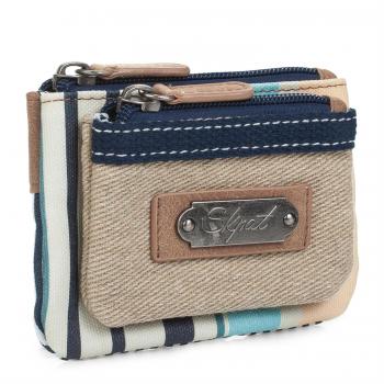 SKPA T - 92913 Cartera Billetero Tarjetero Monedero Llavero de mujer con dos cremalleras. 2 compartimentos para tarjetas y documentación., Color Beige