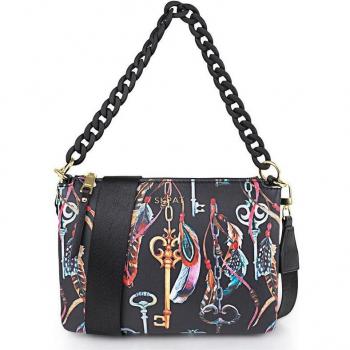 SKPAT 317115 Bolso Bandolera de Mujer Zagori Doble Compartimento en Color Key con Cremallera de Piel Sintética Pequeño para Uso Diario
