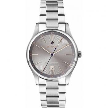 Reloj Gant Hombre G124002 - Moda Masculina, diseño elegante, correa de acero inoxidable, resistencia al agua 50 metros, esfera analógica con detalles en color negro y plata, cristal mineral resistente a rayones