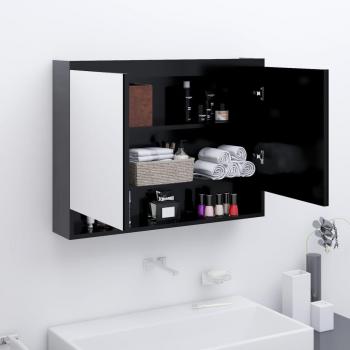 Armario de baño con espejo en MDF Antracita 80x15x60 cm