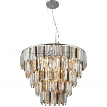 Colgante Clarissa Acero dulce Cromo 9 bombillas 53cm con cristales