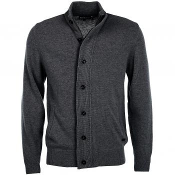 Barbour Men's Chunky Knit Wool Sweater with Alcantara Patches and Custom Embroidery, Gray, Size: XL