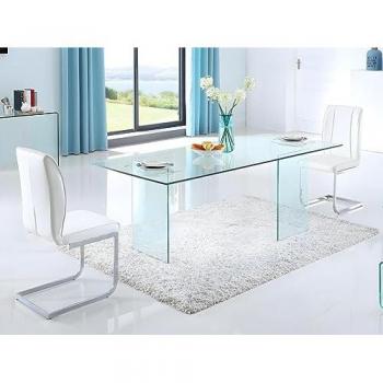 Mesa de Comedor COLEDON - 8 Personas - Cristal Templado Curvado