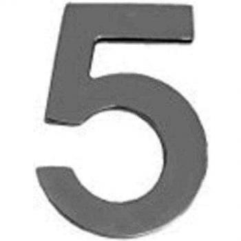 WOLFPACK 5320015 Numero Metal 5 Plateado Mate 10 cm. con Tornilleria Oculta