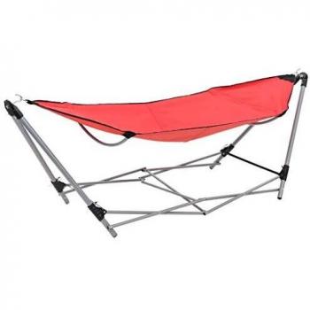 vidaXL Hamaca con Soporte Plegable Rojo Terraza Jardín Exterior Patio Piscina