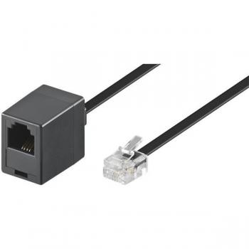 Cable Extensor Modular RJ11 10m, Conector Macho a Hembra, Negro