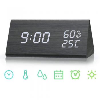 SHENGMI Reloj de Alarma Digital, Modo de Tiempo Dual