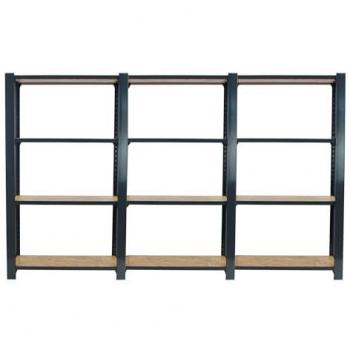 Estantería Industrial Simonrack OFFICLICK 4/300, Madera OSB y Metal Antracita, 240x30x150 cm, 4 Alturas