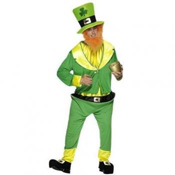 Smiffys-26148 Disfraz de Duende, con Enterizo, Chaqueta, Sombrero y Barba Pelirroja, Color Verde, Tamaño único