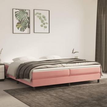 Estructura de cama box spring rosa 200x200 cm en terciopelo