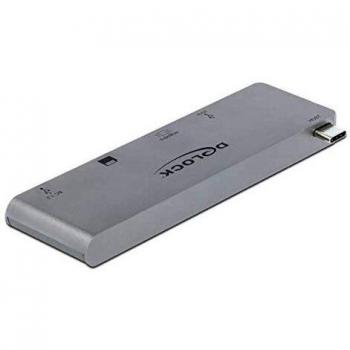 Estación de Acoplamiento Delock USB Tipo-C 4K PD 3.0 con Hub USB, Plata