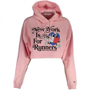 Chic Pink Cotton Embroidered Logo Hooded Sweater - S