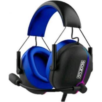 Sparco Gaming Headset EVO Grand Prix SPHEADPHONEEVO Auriculares Alámbricos con Micrófono Diadema USB Tipo A Negro y Azul