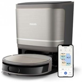 Aspirador Robot Laveur Philips HomeRun Serie 9000 XU9100/10 - Potente Succión 8000 Pa, WifI, Control por App, Detección de Obstáculos, 280 Min. Aut