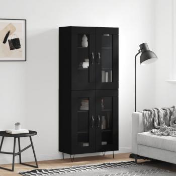 Aparador alto de madera contrachapada negro 69,5x34x180 cm