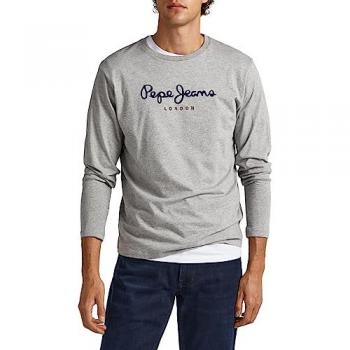 Camiseta Manga Larga Regular Fit para Hombre Gris con Logo Estampado