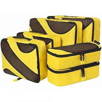 Eono Essentials 6 Set Cubos de embalaje, 3 tamaños diferentes Equipaje de viaje Organizadores de embalaje Amarillo