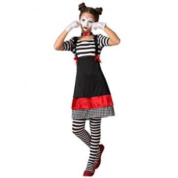 Disfraz de Mimo Infantil para Niña en Blanco y Negro, Talla 7-9 Años