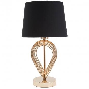 Lámpara de mesa Maxt de metal dorado con pantalla negra Ø 24x44 cm