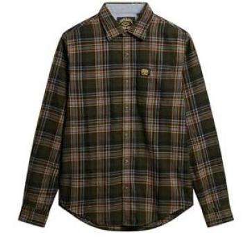 Camisa Casual Slim Fit con Parche de Logo Modelo 'Lumberjack' - Talla XXL - Color Oliva
