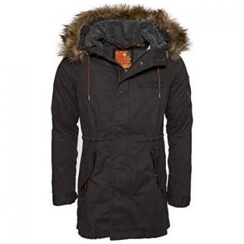 Superdry Hombre Parka de Aviador Mountain Rookie Negro Horno S