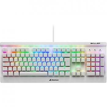 Sharkoon SKILLER SGK3 Teclado Mecánico Gaming RGB, USB QWERTY Español/Inglés, Color Blanco