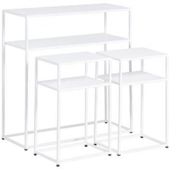 Recibidor SQUARE Metal Blanco 80 x 30 x 80 cm (3 Piezas)