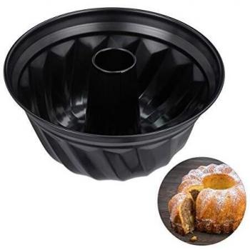 Molde para Pasteles Antiaderente de Acero al Carbono, Ø 25 cm, Negro - Ideal para Ciambellone y Tarta Redonda