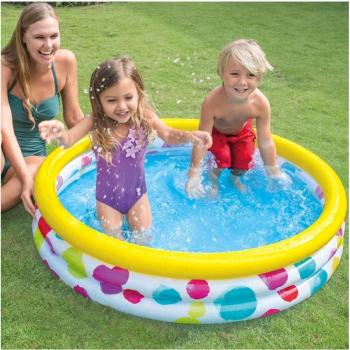Piscina Hinchable para Niños 3 Anillos 114x25 cm Jardín Terraza 132 Lt