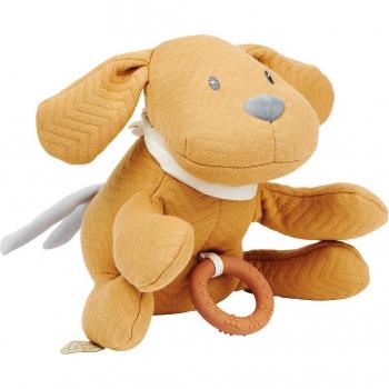 Peluche musical jacquard perro Charlie Nattou caramelo 30 cm vegano algodón/poliéster