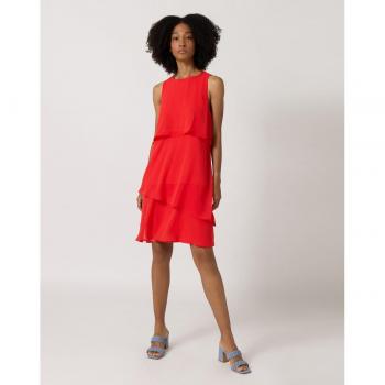 Naf Naf - Vestido corto a capas sin mangas con volantes