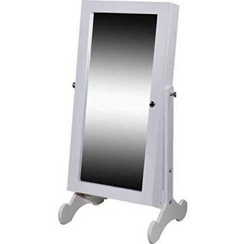 vidaXL Espejo armario joyero blanco con luz LED