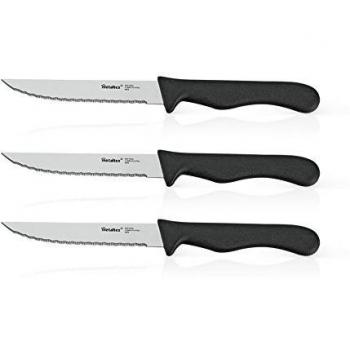 Metaltex Juego 3 Cuchillos Carne 'Basic', Negro/Plateado, Estandar