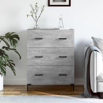 Aparador de madera de ingeniería 69,5x34x90 cm en color gris hormigón, mueble de almacenaje para salón, buffet, armario auxiliar y armario de almacenamiento