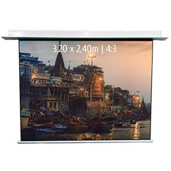 Pantalla de Proyección Eléctrica Empotrable Kimex 3.20x2.40m Formato 4:3 con Función WiFi