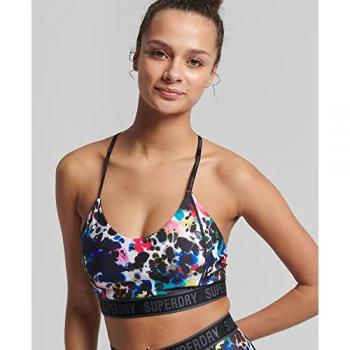 Superdry Sujetador Deportivo Train Mid Impact Elastic Bra Azul Rojo Negro Mujer L Abstract Ink Micro