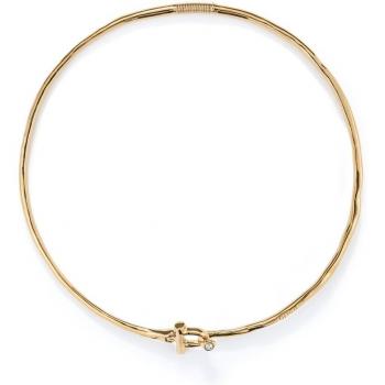 UNO de 50 - 18k Gold Plated Rigid Front Closure Necklace with White Topaz