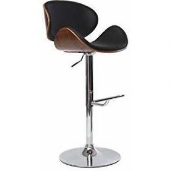 Taburete de bar de diseño negro y madera walnut MILIBOO