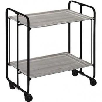 Carrito Auxiliar Plegable BAUHAUS con Ruedas, Estructura Metálica Negra y 2 Estantes