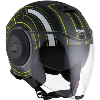AGV Casco Moto Fluid E2205 Multi, Chicago Matt Black/Amarillo, M