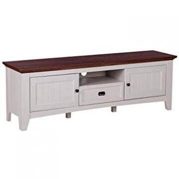 Mueble para TV Nashville Color Crema con Madera Oscura para TVs de hasta 75 con 2 Cajones y Estante