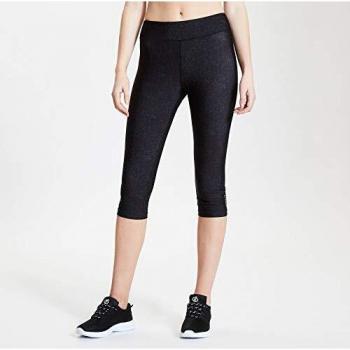 Dare2B Influential-Mallas Pirata Deportivas, Tejido Ligero De Secado Rápido, Costuras Planas, Gran Elasticidad Trousers, Mujer, Black Molecular, 14