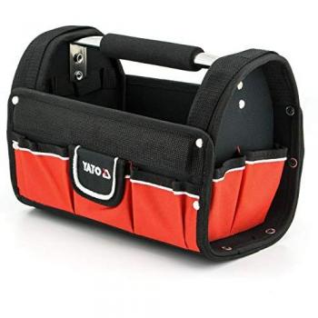 Bolsa de herramientas YATO YT-74371, 9 compartimentos, dimensiones 30,5 x 19 x 22 cm, asa de metal, cierre de velcro, vacía