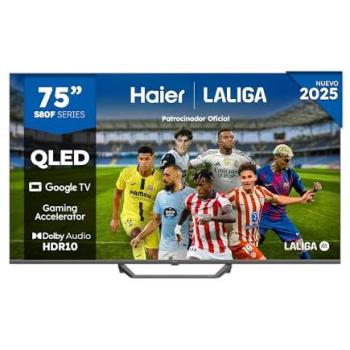 Televisor QLED 75 Haier H75S80FUX UHD 4K, Smart Google TV, HDR10, Gaming 120Hz, Dolby Audio