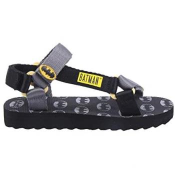 Sandalias Infantiles Batman Negro - Ideal para los Más Peques, Sandalias Playa Velcro para Niño Fabricada en Poliéster y Estampadas con Personajes de Batman, Chanclas de Goma con Sujección al Talón -