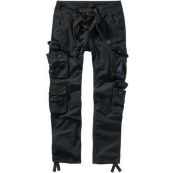 Brandit Pure Vintage Slim Fit Cargo Trousers for Men - Black - Sizes S to XXL