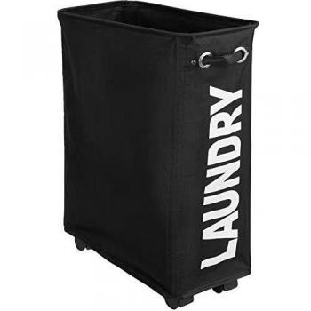 Cesto de Ropa Sucia Plegable con Ruedas y Asa | 35 Litros | Bolsa Interior de Malla | 19 x 39 x 57.5 cm